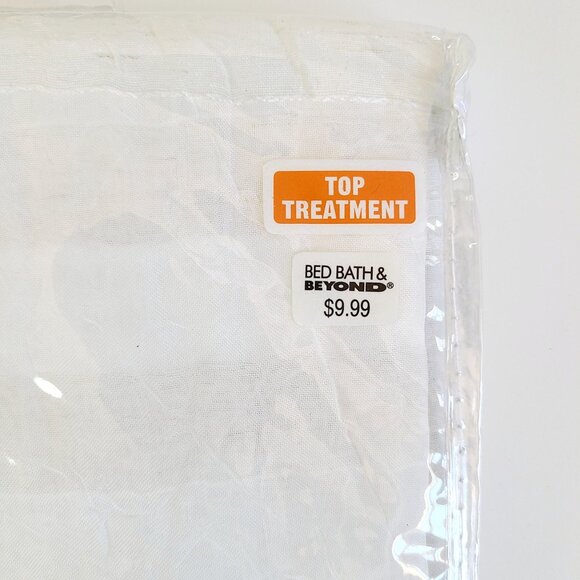 Linen Sheer Curtains Set: 72"x36" Panel Tiers 72"x14" Valance Polyester Ivory - Picture 5 of 6